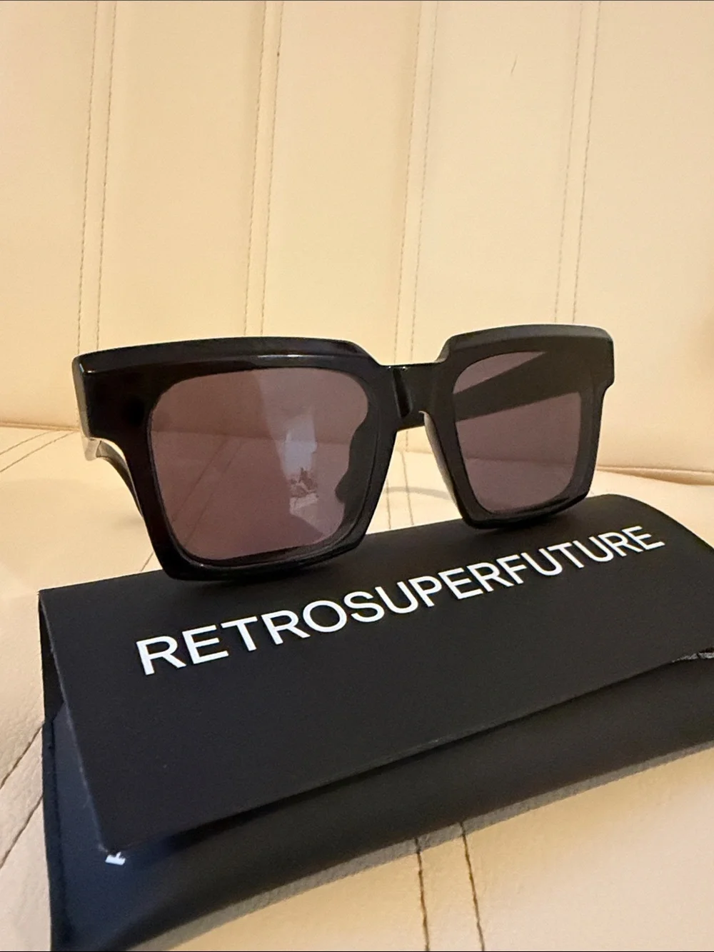 RetroSuperFuture Black Rectangular Sunglasses with Dark Lenses